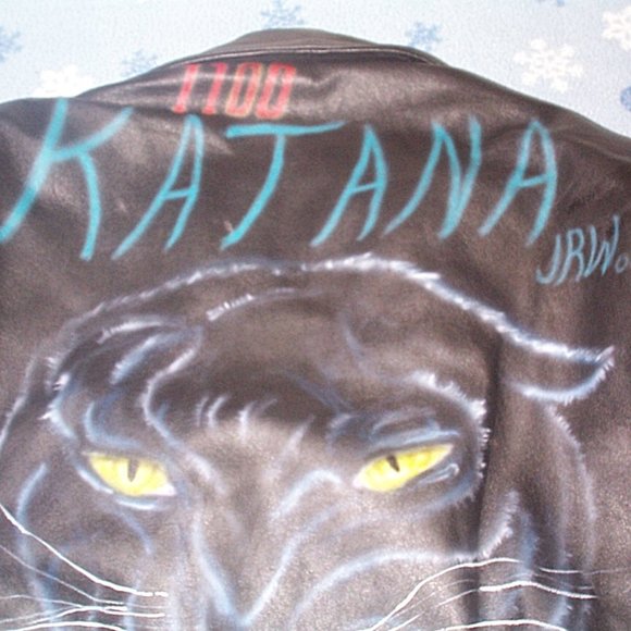 Vintage USA Harley Leather Motorcycle Jacket w/Black Panther painting on back - Picture 7 of 8